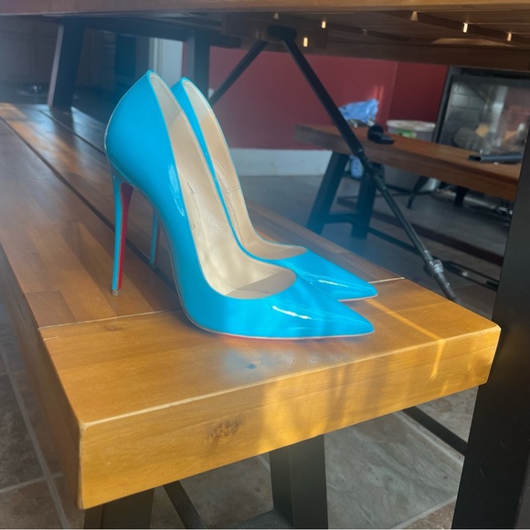 Christian Louboutin So Kate 120mm Sky Blue Patent Pumps - Picture 9 of 11